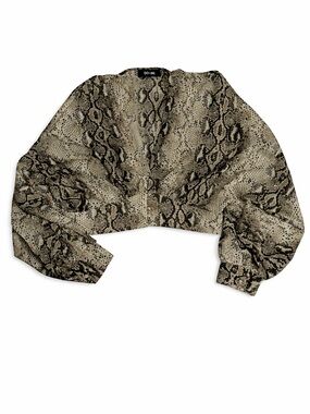 DO+BE Snake Print Cropped Bolero in Beige and Black